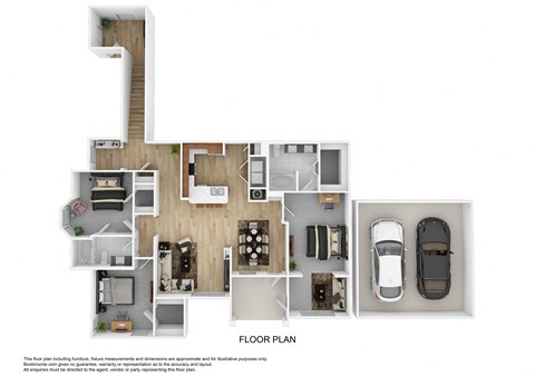Floor plan for 3 beds, 2 baths, 1675 sqft